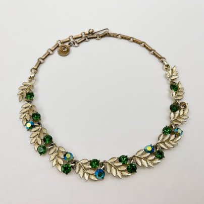 Колье с растительным декором, Lisner, металл, стекло, Америка, 1970-1980 гг.