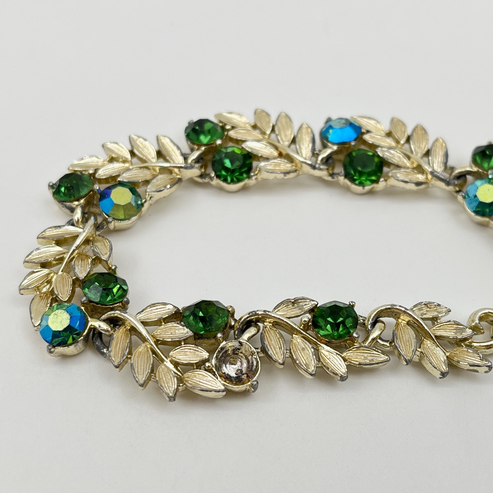 Колье с растительным декором, Lisner, металл, стекло, Америка, 1970-1980 гг.