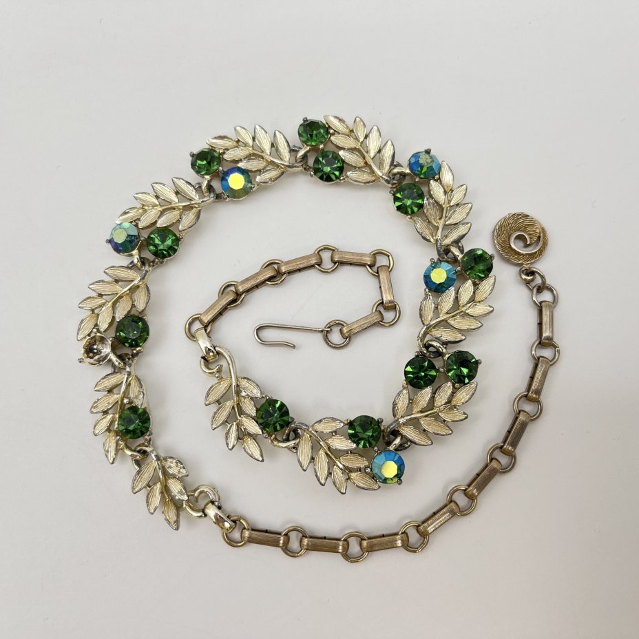 Колье с растительным декором, Lisner, металл, стекло, Америка, 1970-1980 гг.