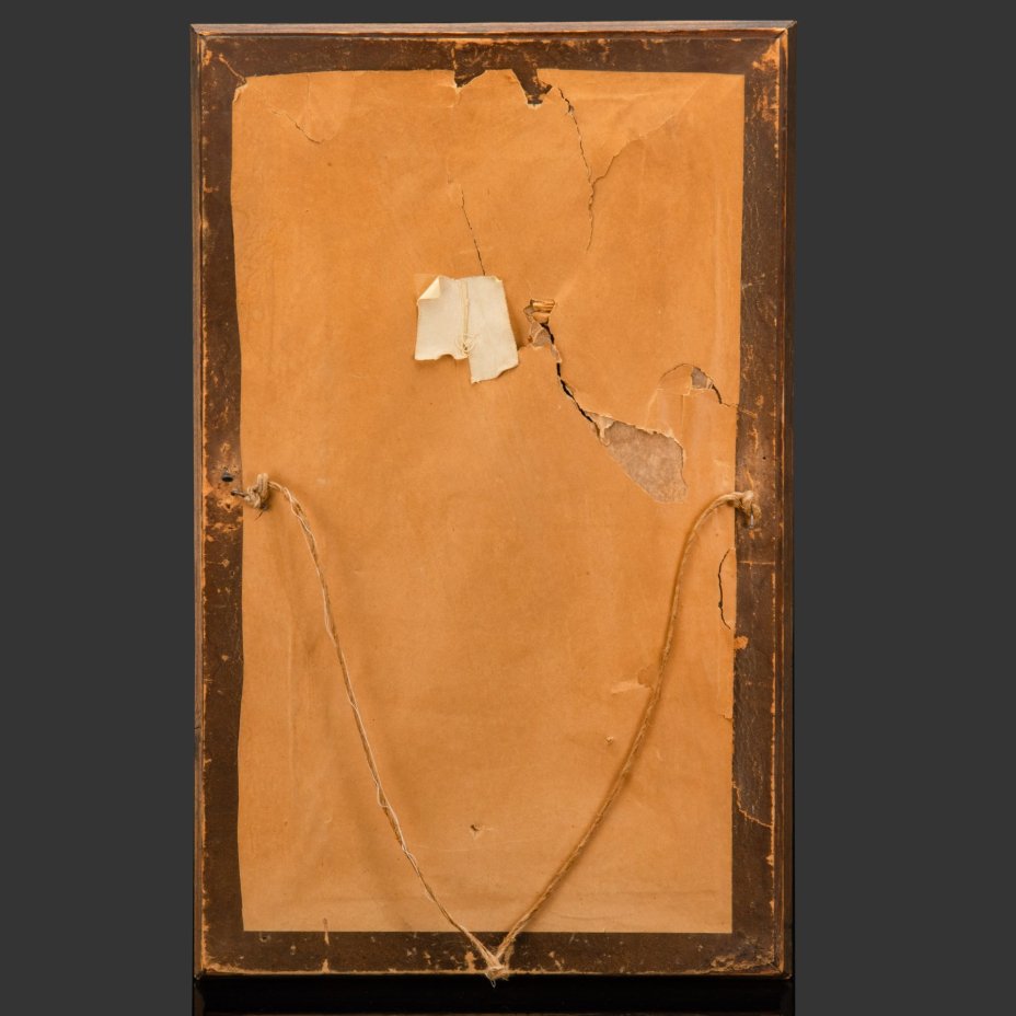 Картина "Пейзаж с сосной", оформленная в раму с рельефным декором, неизвестный художник