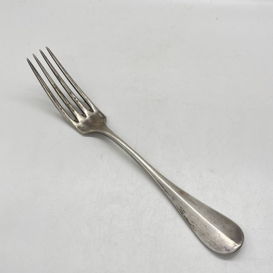 Вилка с декором и монограммой "C. L."  на ручке, металл, серебрение, Christofle, Франция, 1877-1886 гг.