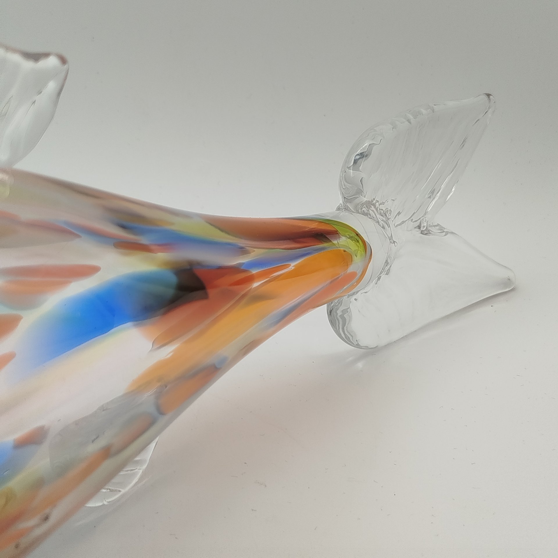 Статуэтка "Рыба" в пестрых тонах, стекло, гутная техника, СССР, 1970-1990 гг.
