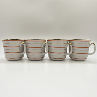 Набор из 4-х чашек "Радиоволны", фарфор, золочение, Дмитровский фарфоровый завод (ДФЗ Вербилки), СССР, 1965-1991 гг.