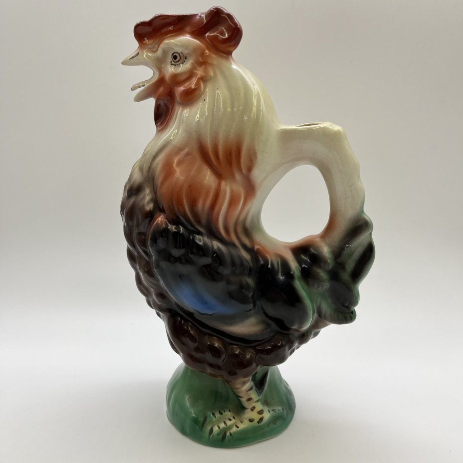 Штоф (графин) "Петух", фаянс, цветные поливы, Кировский фаянсовый завод, СССР, 1957-1965 гг.