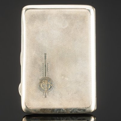 Портсигар для самокруток, выполненный в стиле ар-деко, Harman Bros (?), металл, серебрение, Великобритания, 1930-1950 гг.