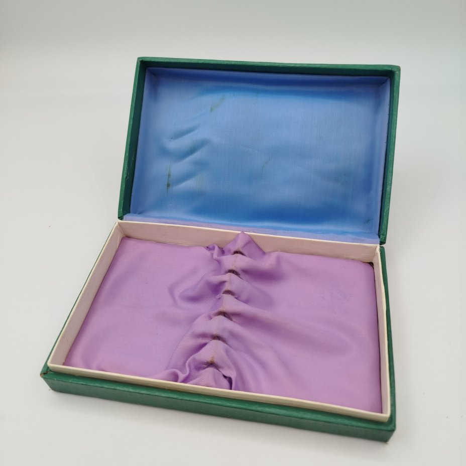 Набор чайных ложек "Волга" в оригинальной упаковке на 6 персон, мНЦ (медь-никель-цинк), картон, Красносельский ювелирный завод, СССР, 1960-1970 гг.