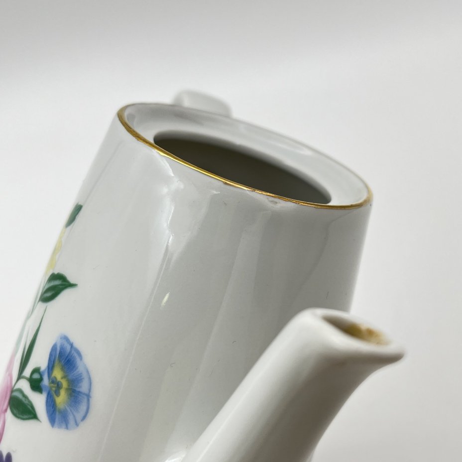 Сервиз кофейный с цветочным декором на 6 персон (15 предметов), фарфор, деколь, золочение, Colditz (Кольдиц), ГДР, 1960-1990 гг.