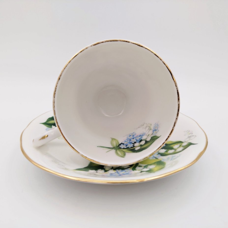 Чайно-кофейная пара "Lily of the valley", ("Ландыши"), мануфактура Royal Winchester