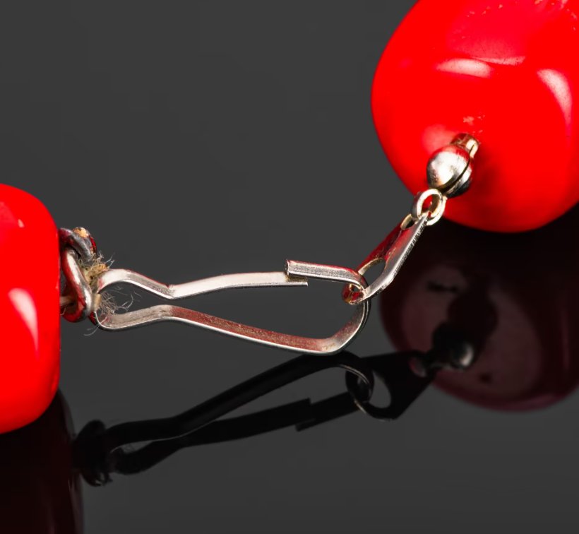 [Крупные] Бусы винтажные, состоящие из больших округлых бусин, металл, кораллоид Бамбу (bamboo), СССР, 1980-1990 гг.