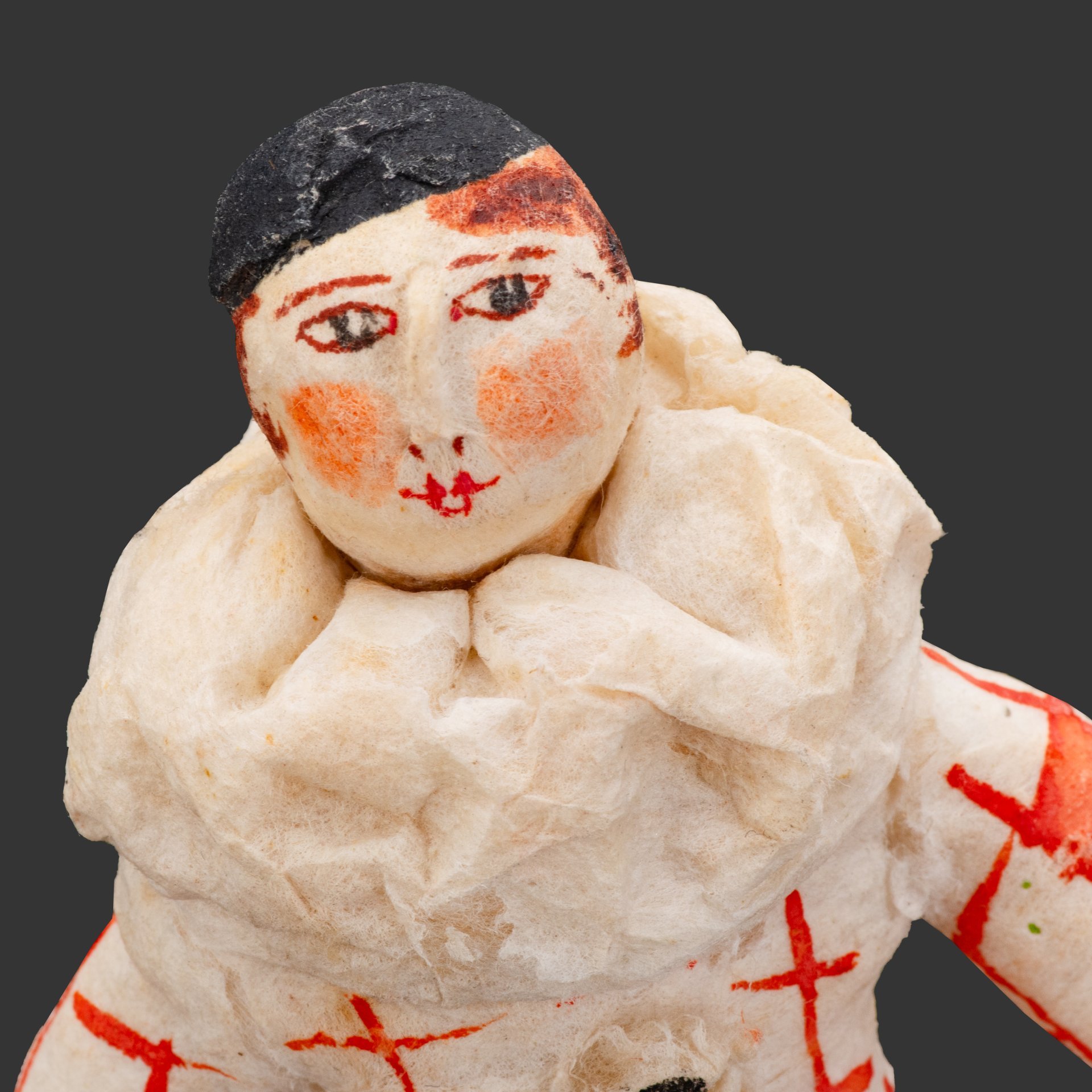 Елочная игрушка "Арлекин", вата, роспись, бумага, СССР, 1937-1960 гг.