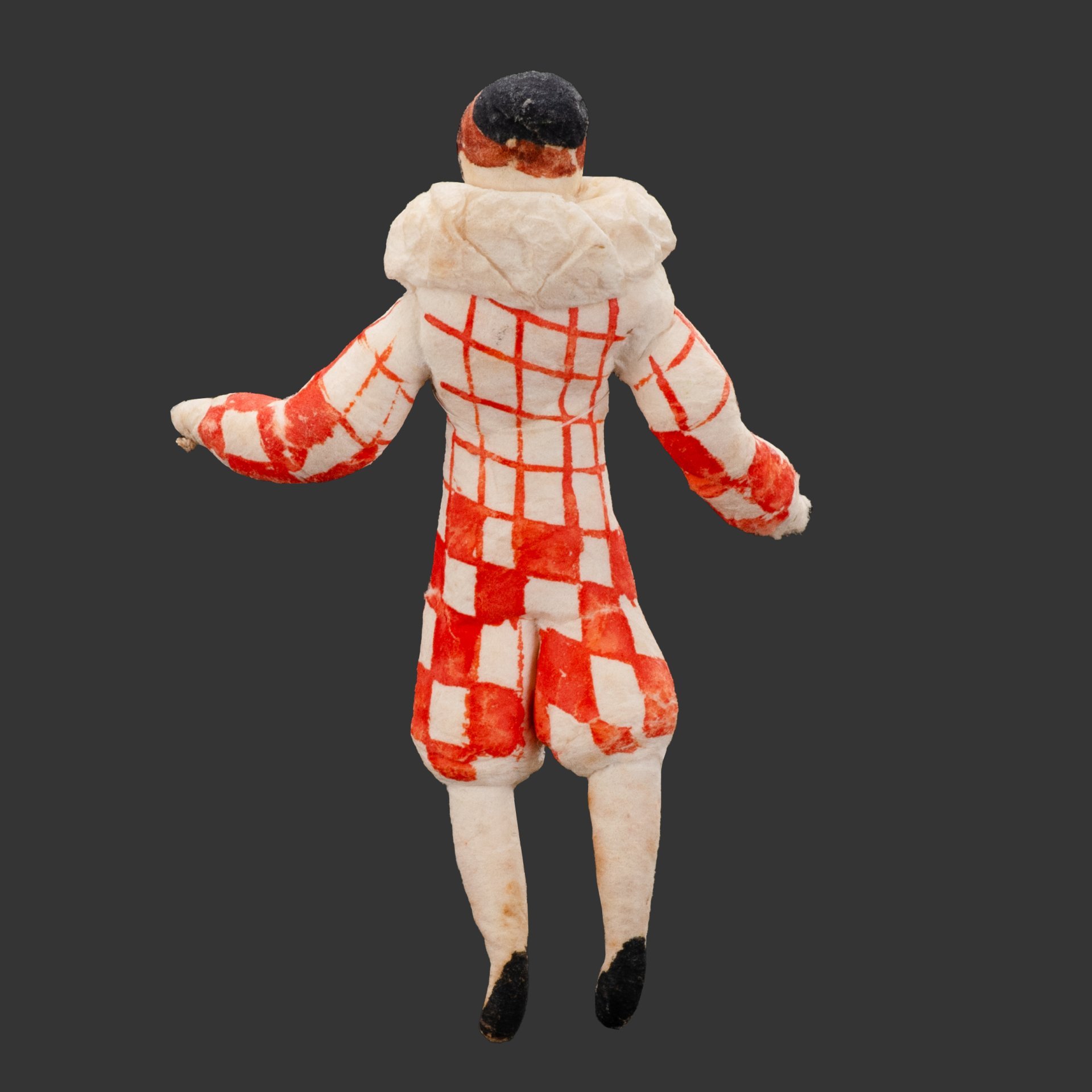 Елочная игрушка "Арлекин", вата, роспись, бумага, СССР, 1937-1960 гг.