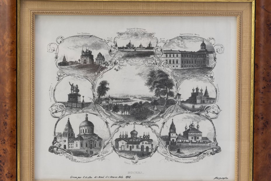 "Виды Москвы" (по оригиналу А. Козлова 1852 г.), бумага, печать, багет, Россия, 2005 г.