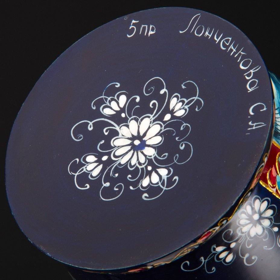 Матрешка "Русская зима. Новый год" (5 мест), автор росписи С.А. Лонченкова