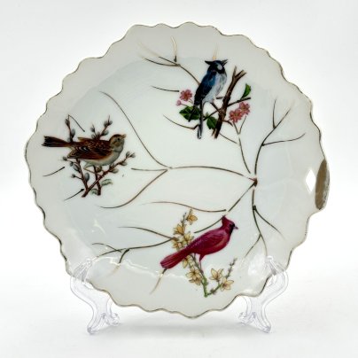 Тарелка с изображением птиц, фарфор, деколь, золочение, Западная Европа, 1960-1980 гг.