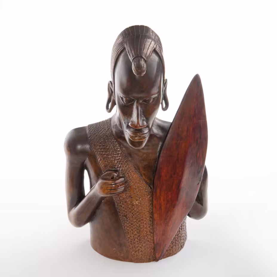 Скульптура "Воин Масаи", дерево, резьба, тонировка, Африка, 1990-2000 гг.