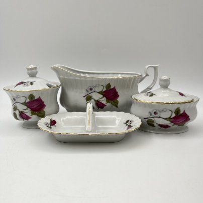 Набор для сервировки стола (4 предмета), украшенный изображением розы