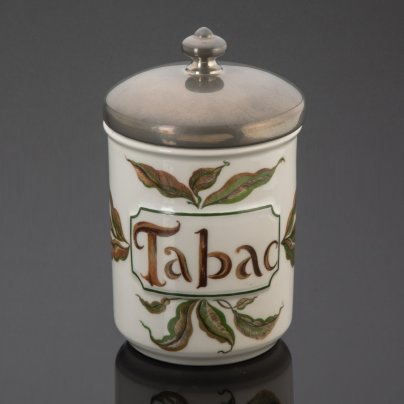Банка для хранения курительного табака  (винтаж), фарфор, металл, Haviland, Limoges France, Франция, 1960-1980 гг., Haviland
