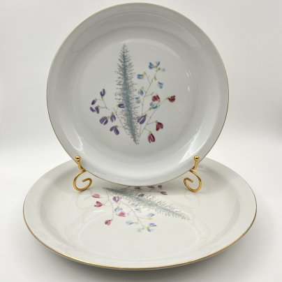 Набор из 2-х блюд, украшенных изображением полевых цветов, Porzellanwerke Könitz (OPK), фарфор, деколь, золочение, ГДР, 1954-1962 гг.