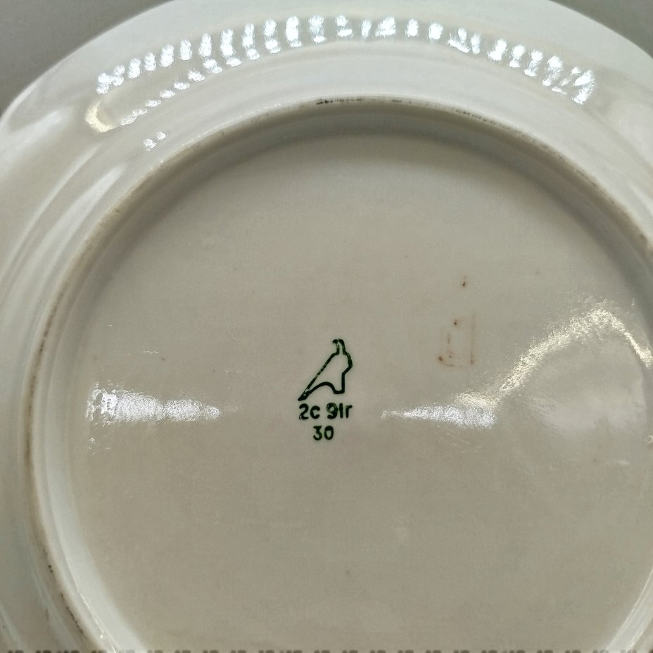 Набор из шести столовых тарелок с цветочным декором, фарфор, деколь, золочение, Дулевский фарфоровый завод (Дулёво), СССР, 1991 г.