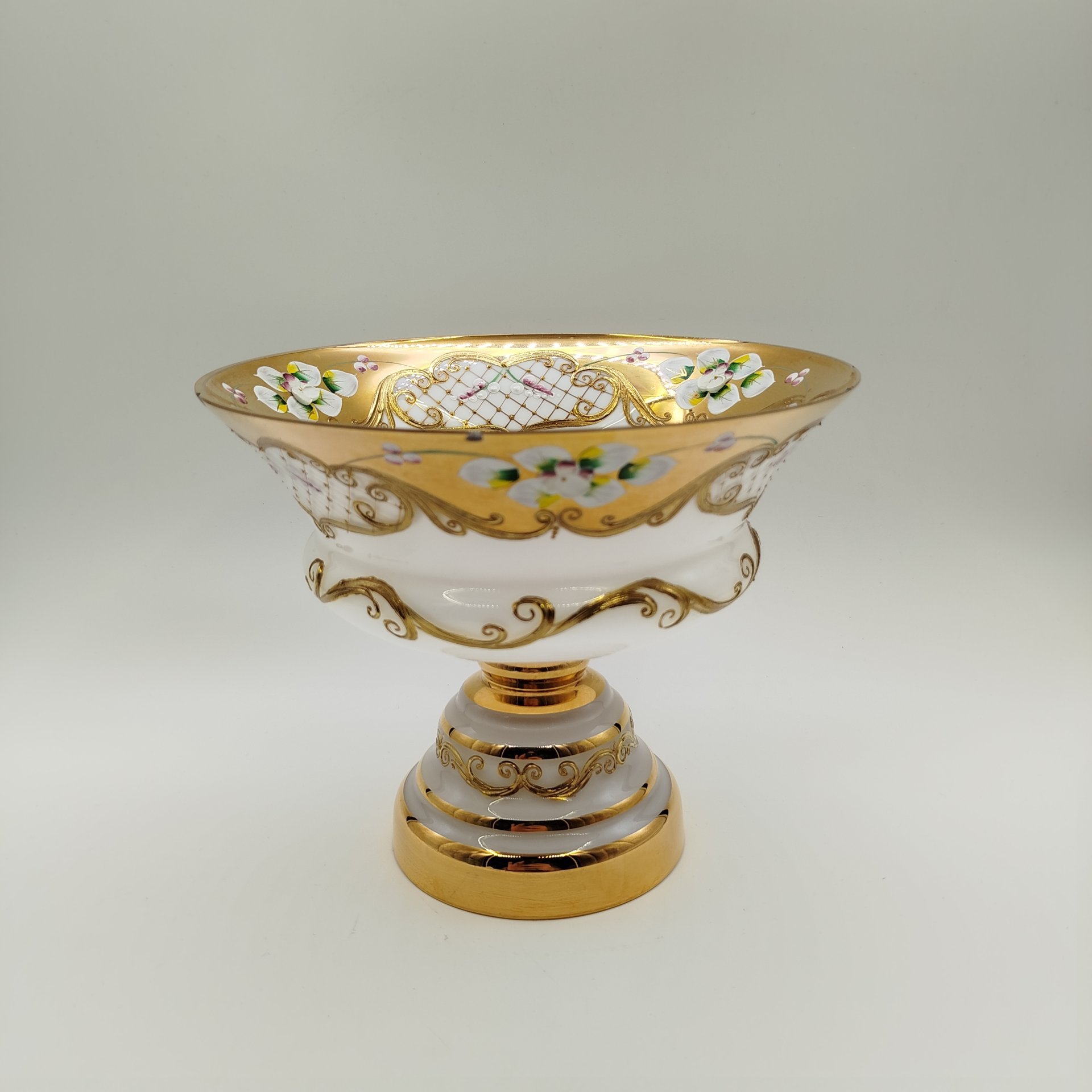 Ваза для фруктов(конфетница), стекло, лепка, смальта, золочение, Bohemia Crystal (Bohemia Glass), Чехия, 1980-2000 гг.