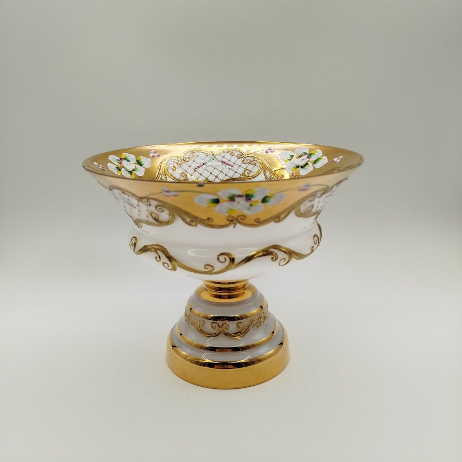 Ваза для фруктов(конфетница), стекло, лепка, смальта, золочение, Bohemia Crystal (Bohemia Glass), Чехия, 1980-2000 гг.