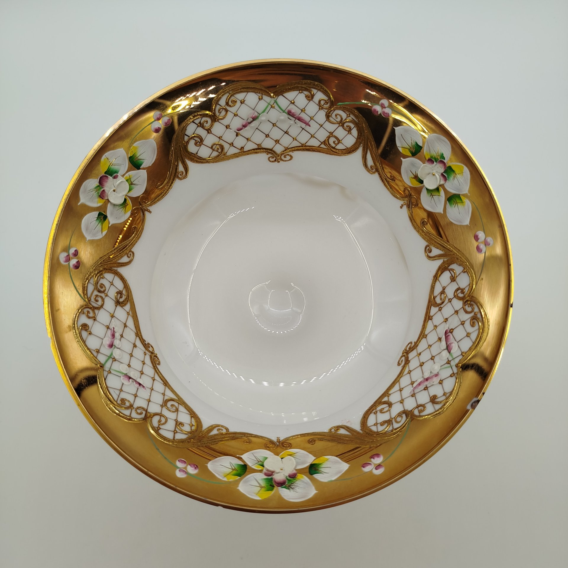 Ваза для фруктов(конфетница), стекло, лепка, смальта, золочение, Bohemia Crystal (Bohemia Glass), Чехия, 1980-2000 гг.