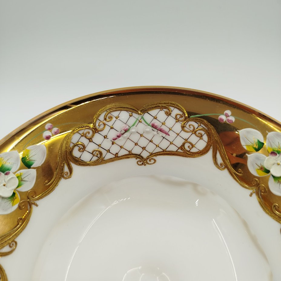 Ваза для фруктов(конфетница), стекло, лепка, смальта, золочение, Bohemia Crystal (Bohemia Glass), Чехия, 1980-2000 гг.