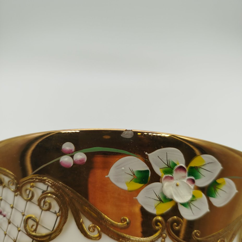 Ваза для фруктов(конфетница), стекло, лепка, смальта, золочение, Bohemia Crystal (Bohemia Glass), Чехия, 1980-2000 гг.