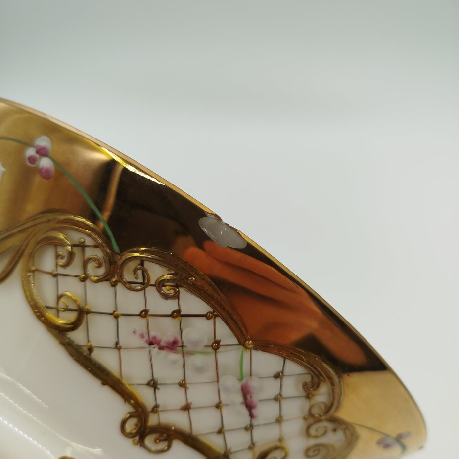 Ваза для фруктов(конфетница), стекло, лепка, смальта, золочение, Bohemia Crystal (Bohemia Glass), Чехия, 1980-2000 гг.