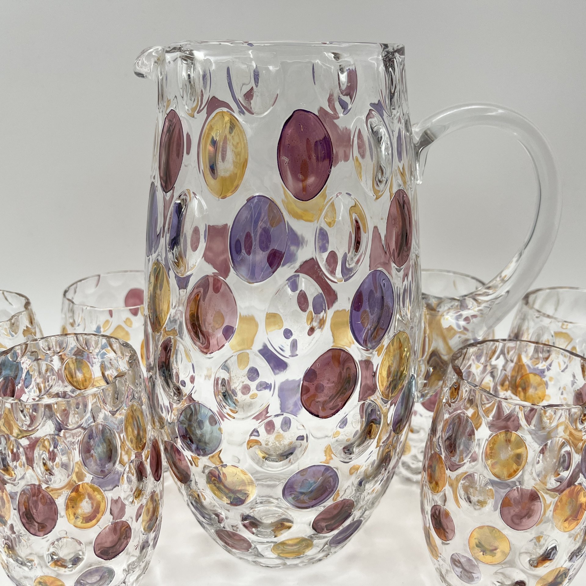 Набор для прохладительных напитков (кувшин, 6 стаканов), коллекция "Nemo", дизайнер Max Kannegiesser, номер модели: 11163/1120, стекло, Borske Sklo, Чехословакия, 1963-1980 гг.