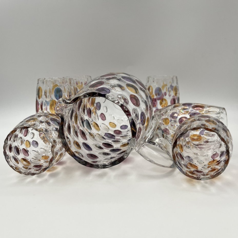 Набор для прохладительных напитков (кувшин, 6 стаканов), коллекция "Nemo", дизайнер Max Kannegiesser, номер модели: 11163/1120, стекло, Borske Sklo, Чехословакия, 1963-1980 гг.