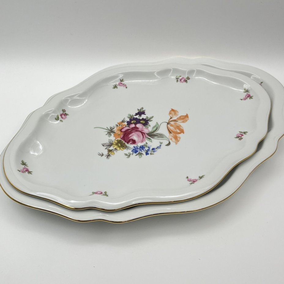 Набор из 3-х сервировочных блюд "Мейсенский букет", фарфор, деколь, золочение, Bohemia (Neurohlau), Чехословакия, 1970-1990 гг.