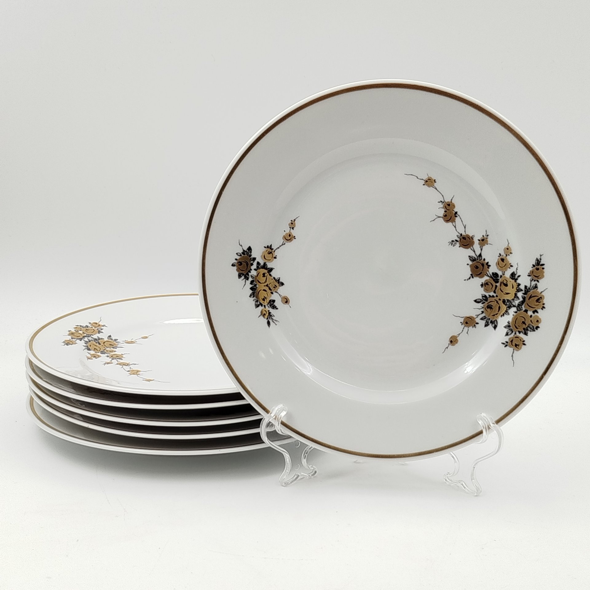 Набор десертных тарелок на 6 персон, украшенный цветочным декором