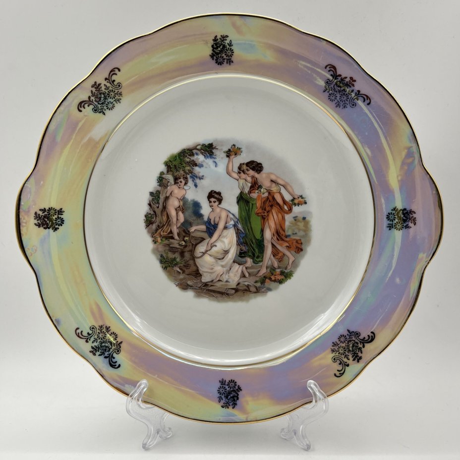 Блюдо "Мадонна", фарфор, деколь, люстр, золочение, Kahla, ГДР, 1967-1987 гг.