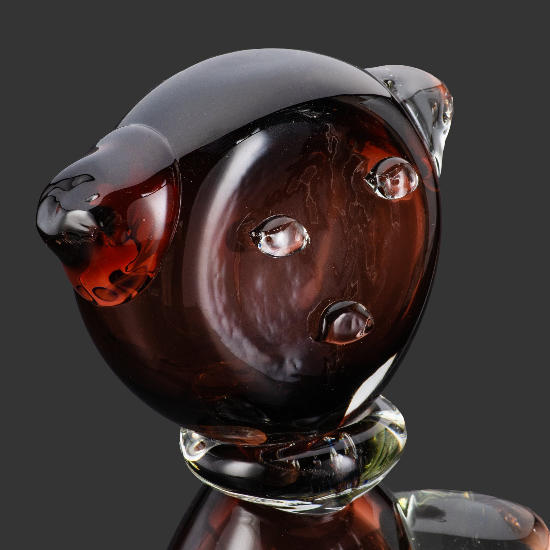 Статуэтка "Медведь",  Львовская керамико-скульптурная фабрика (ЛКСФ), стекло, гутная техника, СССР, 1970-1990 гг.