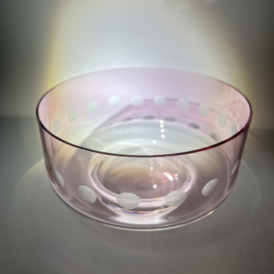 Пара конфетниц розоватого оттенка с декором в горошек