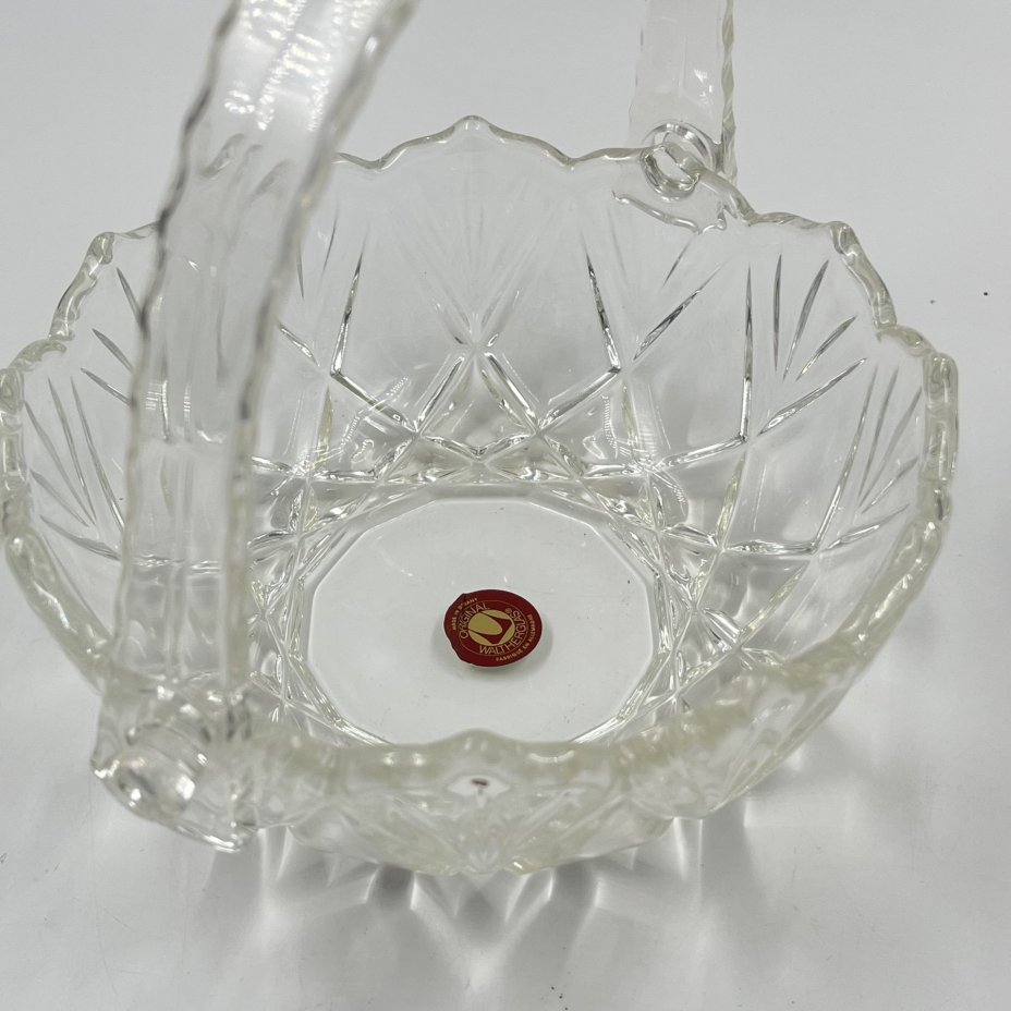 Конфетница (ваза) с ручкой и геометрическим декором, стекло, Walther Glas, Германия, 1980-2000 гг.