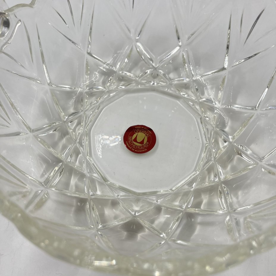 Конфетница (ваза) с ручкой и геометрическим декором, стекло, Walther Glas, Германия, 1980-2000 гг.
