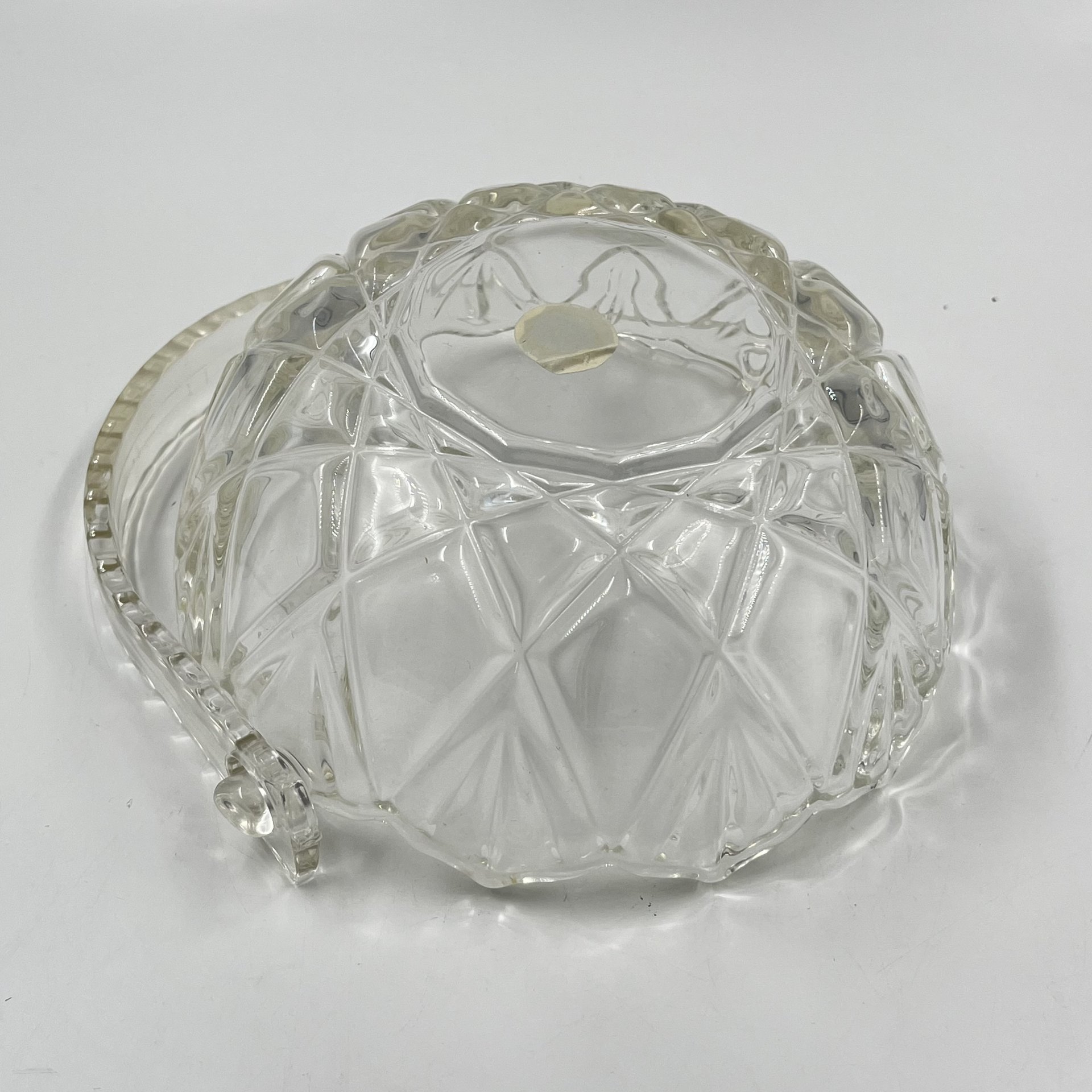 Конфетница (ваза) с ручкой и геометрическим декором, стекло, Walther Glas, Германия, 1980-2000 гг.