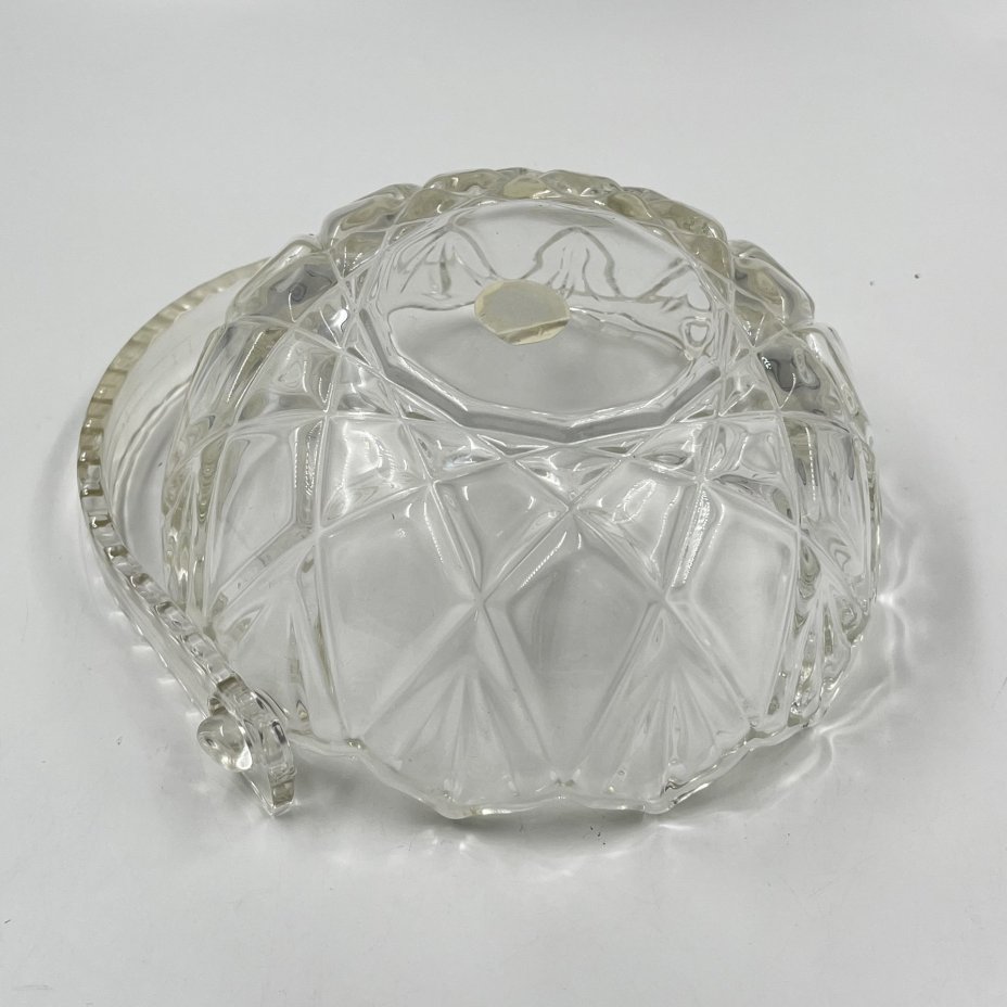 Конфетница (ваза) с ручкой и геометрическим декором, стекло, Walther Glas, Германия, 1980-2000 гг.