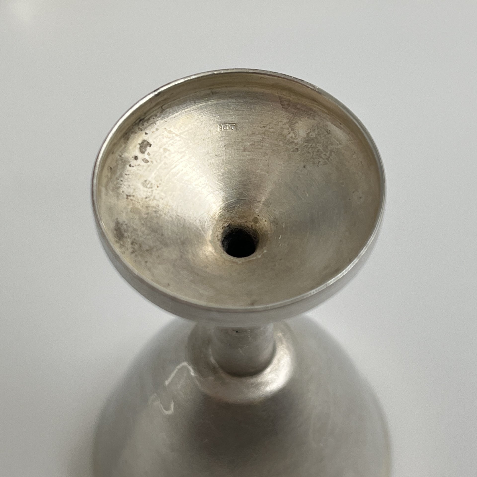 Набор из шести рюмок лаконичной формы, клеймо "9ФС", мельхиор (медь-никель), СССР, 1970-1990 гг.