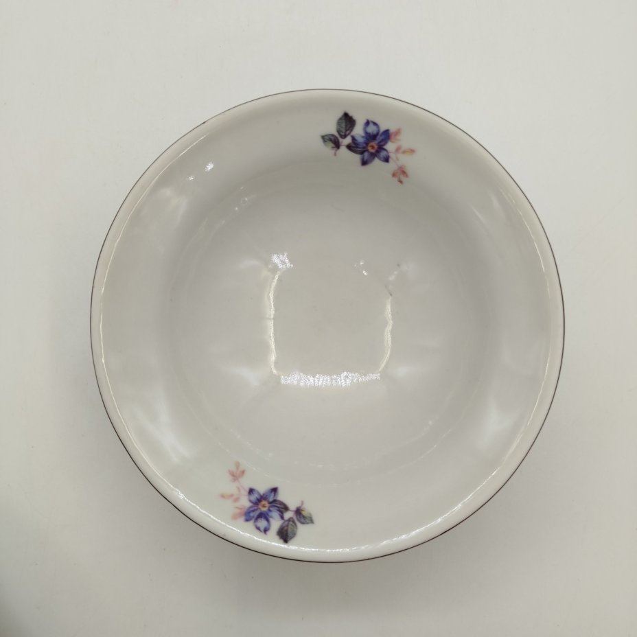 Креманка(конфетница) с цветочным декором, фарфор, деколь, Полонский фарфоровый завод, СССР, 1953-1957 гг.