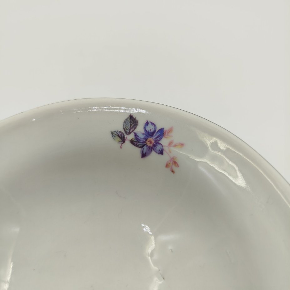 Креманка(конфетница) с цветочным декором, фарфор, деколь, Полонский фарфоровый завод, СССР, 1953-1957 гг.