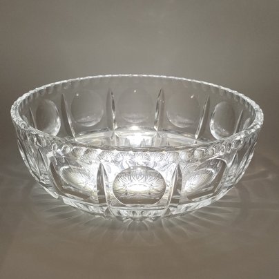 Салатник (конфетница) с линзовидным декором, хрусталь, алмазная грань