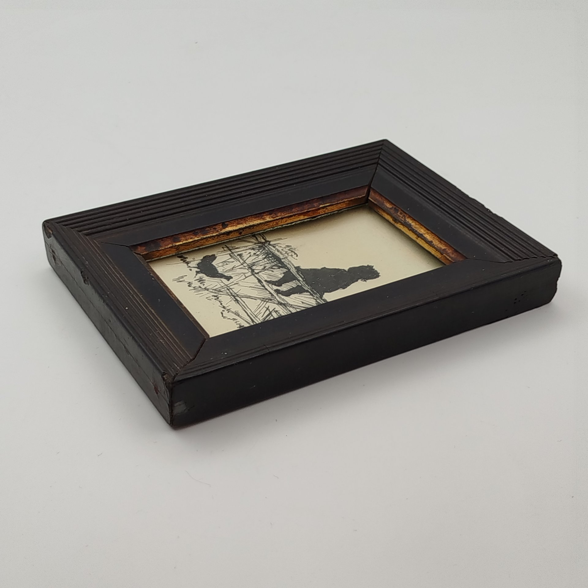 Рисунок силуэтный "Девочка на изгороди" по мотивам произведения Е.М. Бём, в рамке