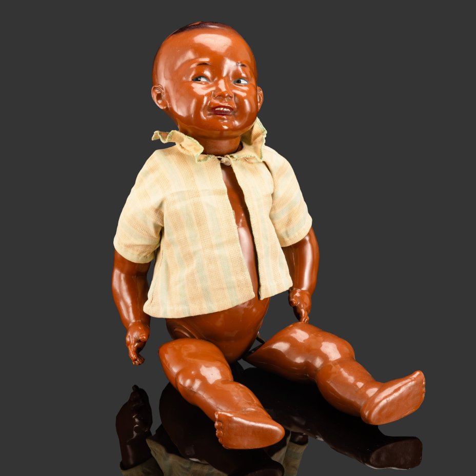 Кукла-пупс "Мальчик-киргиз" по модели 1936 года М.П. Киселевой, ОХК - Охтинский химический комбинат (предположительно), целлулоид, роспись, СССР, 1936-1940 гг.