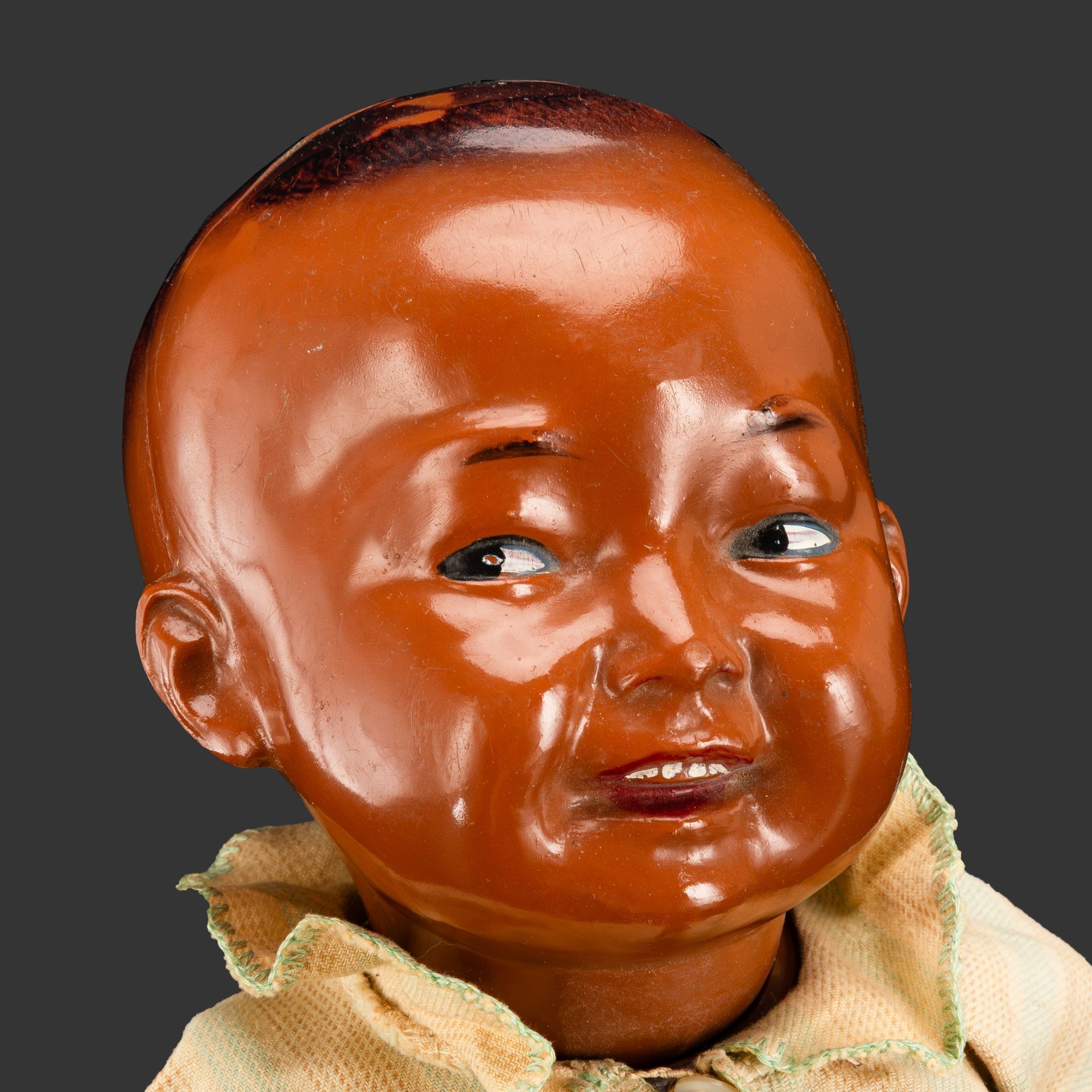 Кукла-пупс "Мальчик-киргиз" по модели 1936 года М.П. Киселевой, ОХК - Охтинский химический комбинат (предположительно), целлулоид, роспись, СССР, 1936-1940 гг.