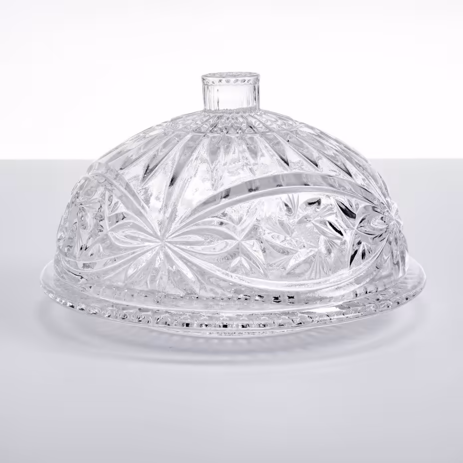 Масленка выполненная в технике алмазная грань, хрусталь, СССР, 1970-1990 гг.