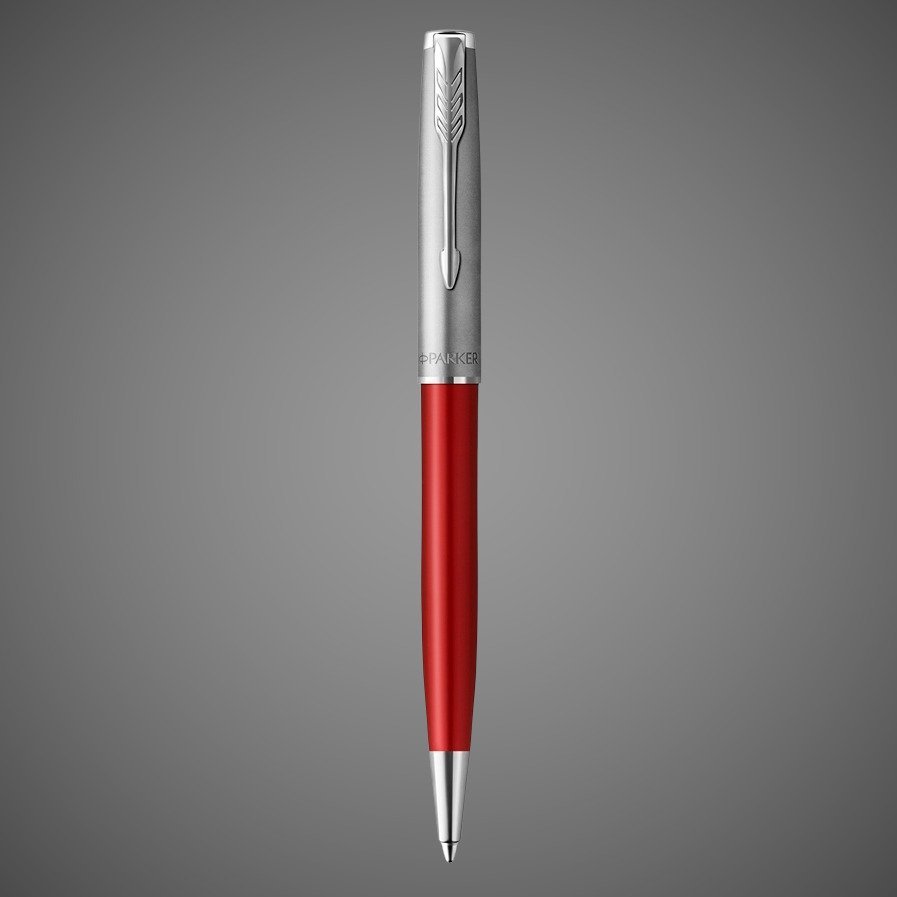 Шариковая ручка Parker Sonnet Entry Point Red Steel CT, стержень: M, цвет чернил: black , в подарочной упаковке, Металлы: нержавеющая сталь, палладий