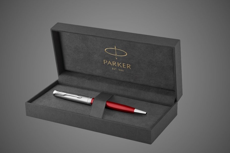 Шариковая ручка Parker Sonnet Entry Point Red Steel CT, стержень: M, цвет чернил: black , в подарочной упаковке, Металлы: нержавеющая сталь, палладий